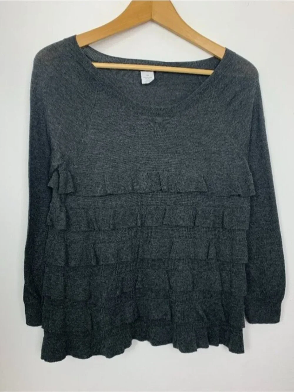 J.Crew Grey Ruffle Sweater